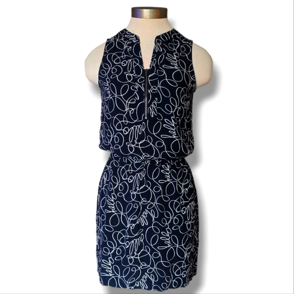 BANANA REPUBLIC black and white HELLO print dress size 2